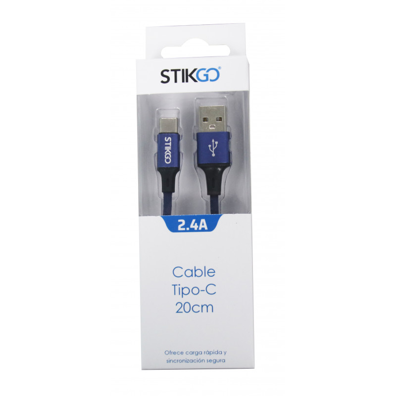 CABLE USB-C (2.4A) - AZUL (20cm)