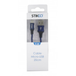 CABLE MICRO USB (3A) - AZUL (20cm)