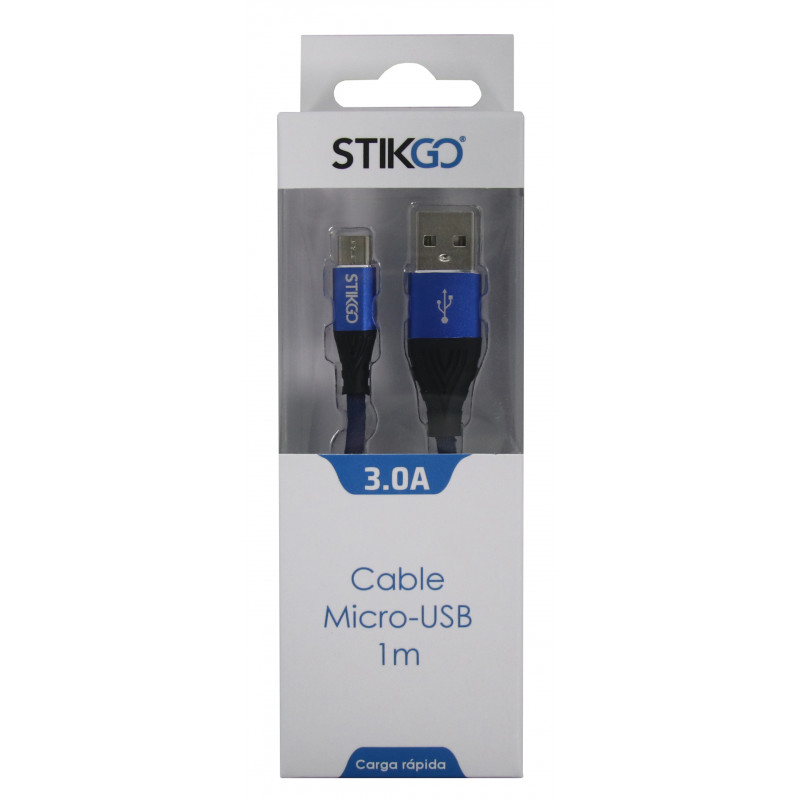 CABLE MICRO USB (3A) - AZUL (1m)