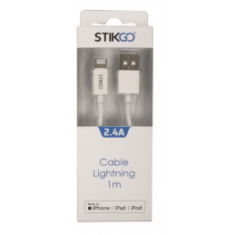 CABLE LIGHTNING to USB 2.0 (MFI) (2.4A) – BLANCO (1m)