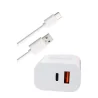 Cargador Casa y Viaje USB+Tipo-C + Tipo-C