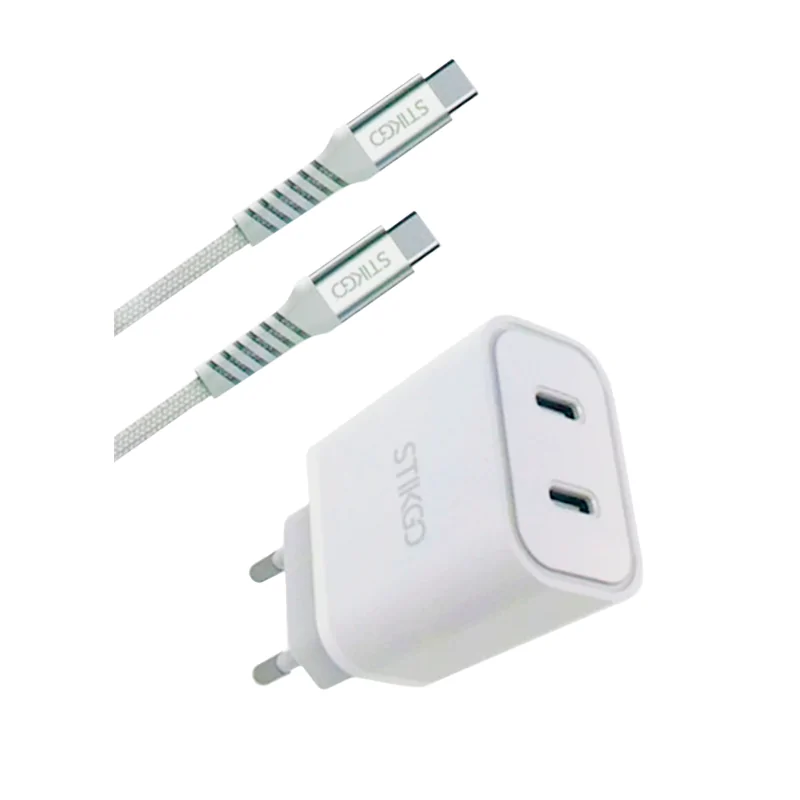 CARGADOR CASA Y VIAJE (2 TIPO C) + CABLE TIPO-C CARGADOR CASA Y VIAJE (2 TIPO C) + CABLE TIPO-C