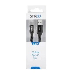 CABLE TIPO-C (3A) - NEGRO (1m)